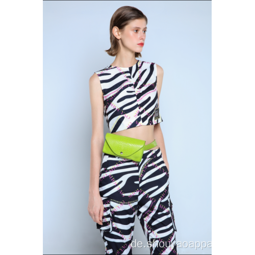 LADIES ZEBRA CROPPED VEST